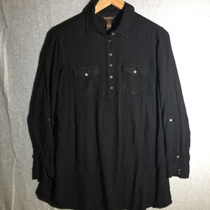 Womens Bit & Bridle Button Up Shirt Tunic Length Western Country Basic Classic